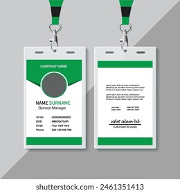Company employee id card template. Modern and clean business id card template. professional id card design template with green color. corporate modern business id card design template.
