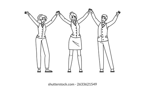 vetor de relações de funcionários da empresa. equipe humana, comunidade de parceria, escritório de trabalho relações de funcionários da empresa personagem. pessoas linha preta lápis desenho ilustração