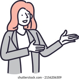 Company Employee, Woman Leading The Way, Simple Illustration