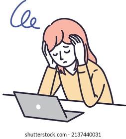 company employee woman with troubled face simple illustration