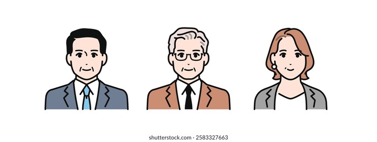 Company executives simple vector illustration set