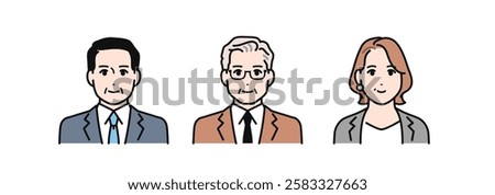 Company executives simple vector illustration set