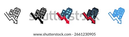 Company Failure Icon Multiple Style Vector Illustration