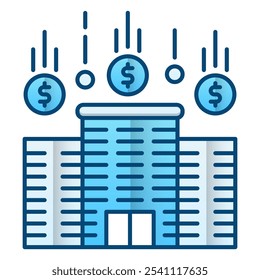 Icono de flujo de la compañía, Ilustración vectorial de gradiente azul