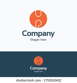 UP company font logo. Flat circle lift logo template. Letter logotype with word UP
