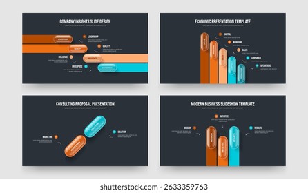 Company Forecast Four Five Two Three Step Infographic Presentation Layout Vector Illustration Bundle. Product Analysis 4 5 2 3 Element Diagram Slide Template Set.