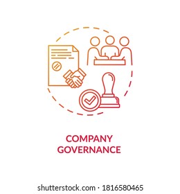 Company governance concept icon. Corporate management. Business partnership. Board of directors meeting idea thin line illustration. Vector isolated outline RGB color drawing