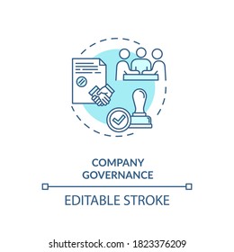 Company Governance Concept Icon. Corporate Management. Business Partnership. Board Of Directors Meeting Idea Thin Line Illustration. Vector Isolated Outline RGB Color Drawing. Editable Stroke