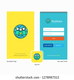 Company Group avatar Splash Screen and Login Page design with Logo template. Mobile Online Business Template