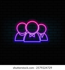 Company, Group, People Icon. neon style. blue color..