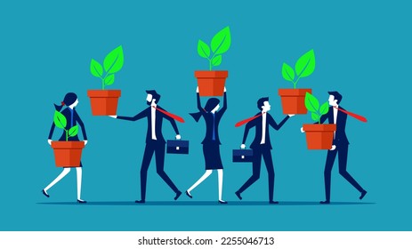 company has a common concept of building growth together. Cultivation and conservation of nature. business concept vector