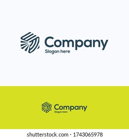 Company hexagon logo. 3D lines cube logo template. isometry logotype with different types of lines