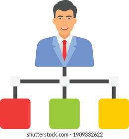 Gráfico jerárquico de la empresa vector Diseño de iconos de color, concepto de organigrama, símbolo hrm sobre fondo blanco, ilustración de flowchartstock de la corporación