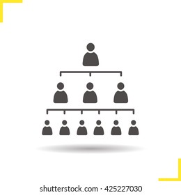 Company hierarchy concept icon. Drop shadow leadership silhouette symbol. Organization structure. Vector isolated illustration