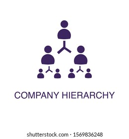 Company hierarchy element in flat simple style on white background. Company hierarchy icon, with text name concept template