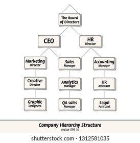 Company hierarchy structure. Vector illustrated with signs.