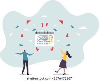 Company holiday for employee to take a break and recharge, employee appreciation day or long holiday happiness.business concept.flat character.