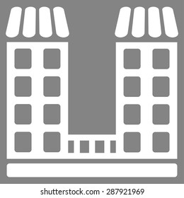 Company icon from Business Bicolor Set. This flat vector symbol uses white color, rounded angles, and isolated on a gray background.