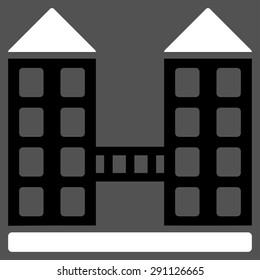Company icon from Commerce Set. Vector style: bicolor flat symbol, black and white colors, rounded angles, gray background.