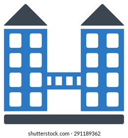 Company icon from Commerce Set. Vector style: bicolor flat symbol, smooth blue colors, rounded angles, white background.