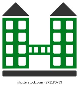 Company icon from Commerce Set. Vector style: bicolor flat symbol, green and gray colors, rounded angles, white background.