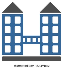 Company icon from Commerce Set. Vector style: bicolor flat symbol, cobalt and gray colors, rounded angles, white background.