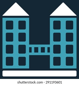 Company icon from Commerce Set. Vector style: bicolor flat symbol, blue and white colors, rounded angles, dark blue background.