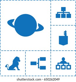 Company icon. set of 6 company filled icons such as lion, structure, office room