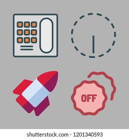 company icon set. vector set about telephone, badge, options and startup icons set.