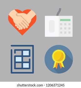 company icon set. vector set about finance book, handshake, telephone and badge icons set.