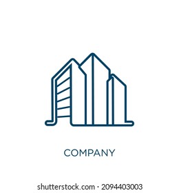 company icon. Thin linear company outline icon isolated on white background. Line vector company sign, symbol for web and mobile
