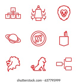 Company icons set. set of 9 company outline icons such as lion, office room, meeting, structure, planet