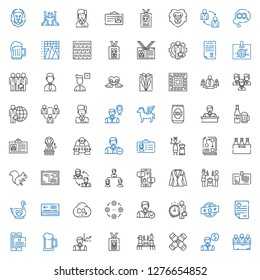 company icons set. Collection of company with candidates, employee, teamwork, beer, id card, letter, brand, structure, co, pass, swan, friends. Editable and scalable company icons.