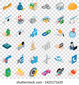 Company icons set. Isometric style of 36 company vector icons for web for any design