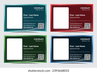 Company Identification card badge template vector illustration with personal informations and QR code