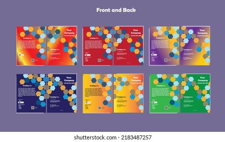 portada del libro de identidad de la empresa,paquete de diseño de ilustración geométrica abstracta de portada de informes corporativos.páginas frontal y posterior , seis colores diferentes