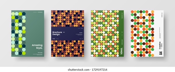 Company identity brochure template collection. Business presentation vector vertical orientation front page mock up set. Corporate report cover abstract geometric illustration design layout bundle.