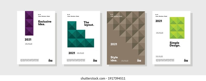 Company identity brochure template collection. Business presentation vector vertical orientation front page mock up set. Corporate report cover geometric concept design layout bundle.