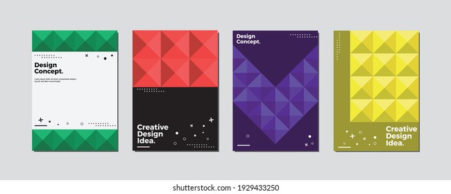 Company identity brochure template collection. Business presentation vector A4 vertical orientation front page mock up set. Corporate report cover abstract geometric illustration design layout bundle.