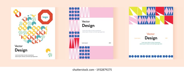 Company identity brochure template collection. Business presentation vector A4 vertical orientation front page mock up set. Corporate report cover abstract geometric illustration design layout bundle