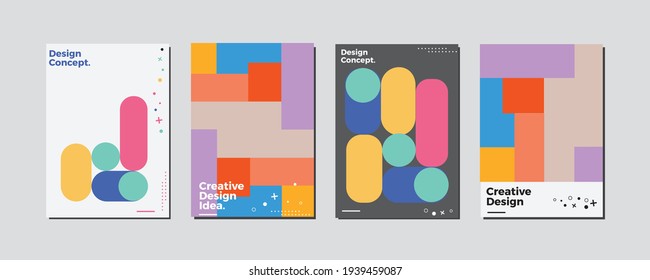 Company identity brochure template collection. Business presentation vector A4 vertical orientation front page mock up set. Corporate report cover abstract geometric illustration design layout bundle.