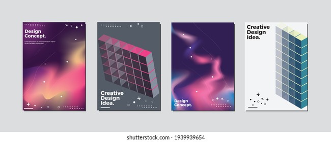 Company identity brochure template collection. Business presentation vector A4 vertical orientation front page mock up set. Corporate report cover abstract geometric illustration design layout bundle.