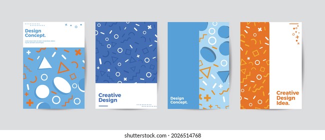 Company identity brochure template collection. Business presentation vector A4 vertical orientation front page mock up set. Corporate report cover abstract geometric illustration design layout bundle.