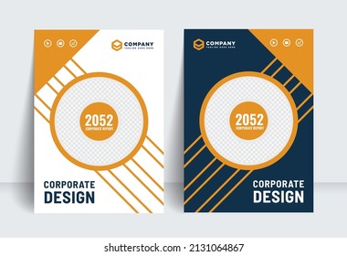 Company identity brochure template collection. Corporate report cover abstract geometric illustration design layout bundle.