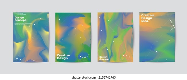 Company identity brochure template collection. Business presentation vector A4 vertical orientation front page mock up set. Corporate report cover abstract geometric illustration design layout bundle.