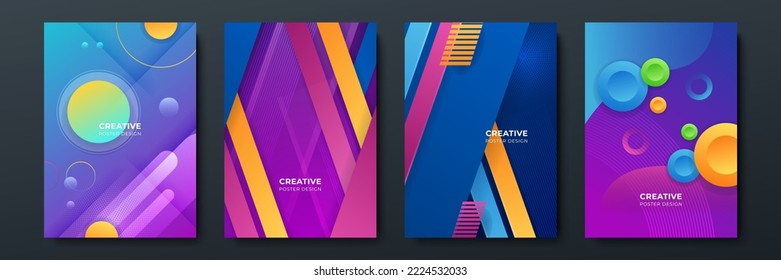 Company identity brochure template collection. Cover business presentation vector vertical orientation front page set. Corporate report cover abstract geometric illustration design