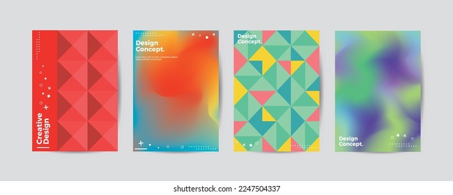 Company identity brochure template collection. Business presentation vector A4 vertical orientation front page mock up set. Corporate report cover abstract geometric illustration design layout bundle.