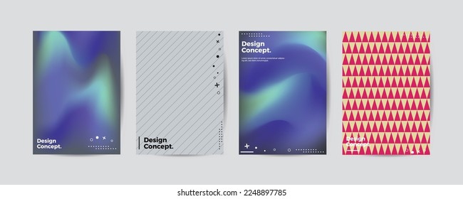 Company identity brochure template collection. Business presentation vector A4 vertical orientation front page mock up set. Corporate report cover abstract geometric illustration design layout bundle.