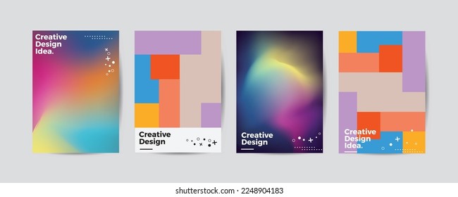 Company identity brochure template collection. Business presentation vector A4 vertical orientation front page mock up set. Corporate report cover abstract geometric illustration design layout bundle.