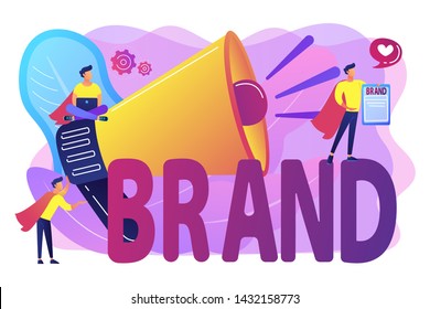 Company identity, marketing and promotional campaign. Personal brand, self-positioning, individual brand strategy, build your personal brand concept. Bright vibrant violet vector isolated illustration